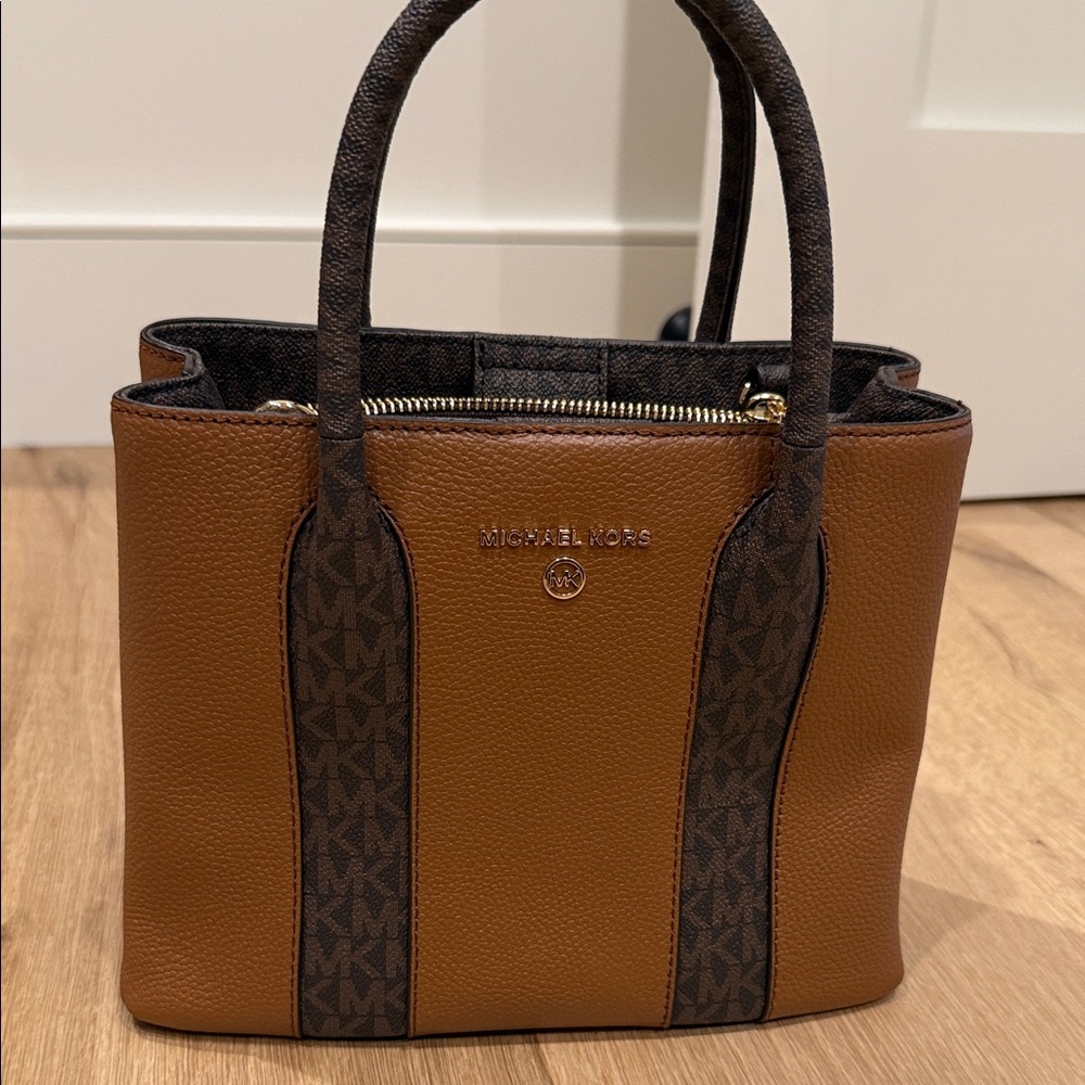 Michael Kors Tan and Black Signature Tote